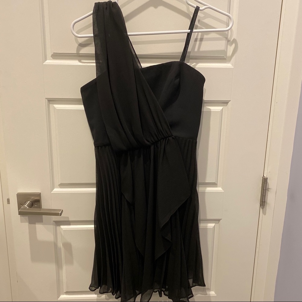 BCBG Black Dress Single Shoulder Strapless Mesh Formal Size 0